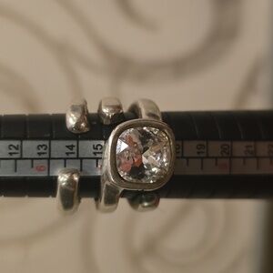 Crystal silver ring